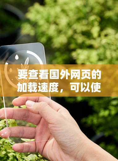 要查看国外网页的加载速度,可以使用一些加速工具来提升体验。以下是一些推荐的加速工具和使用方法 要查看国外网页的加载速度,可以使用一些加速工具来提升体验。以下是一些推荐的加速工具和使用方法